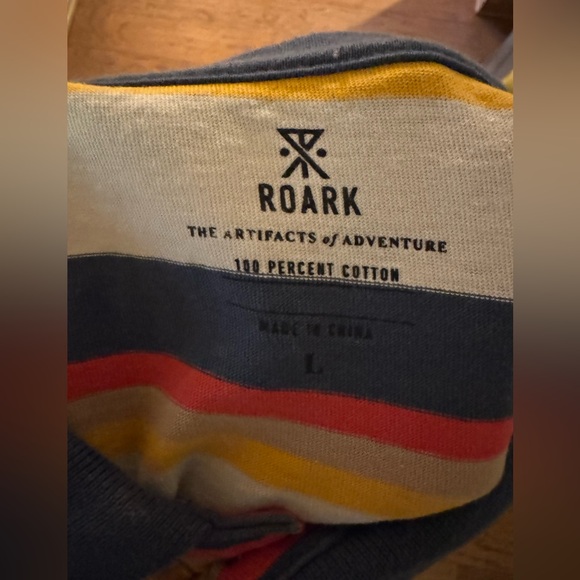 Roark Men's Multicolor Striped Cotton Short Sleeve Polo Shirt with pocket - Picture 4 of 4